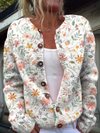 Chic og koselig liten blomstermønstret knappestengt cardigan-strikk for en elegant og avslappet look