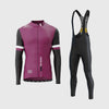 Fdx Herre & Gutter Sett Eksklusiv Thermo Roubaix Langermet Sykkeltrøye & Bib Shorts – Lilla